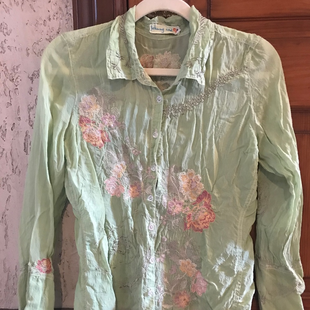 Johnny Was embroidered shirt, size S